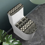 Black And Beige Aztec Pattern Print Toilet Lid And Tank Cover Set