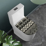 Black And Beige Aztec Pattern Print Toilet Lid Cover