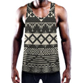 Black And Beige Aztec Pattern Print Men's Workout Tank Top