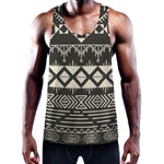 Black And Beige Aztec Pattern Print Training Tank Top