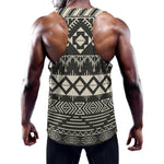 Black And Beige Aztec Pattern Print Training Tank Top