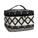 Black And Beige Aztec Pattern Print Travel Makeup Bag