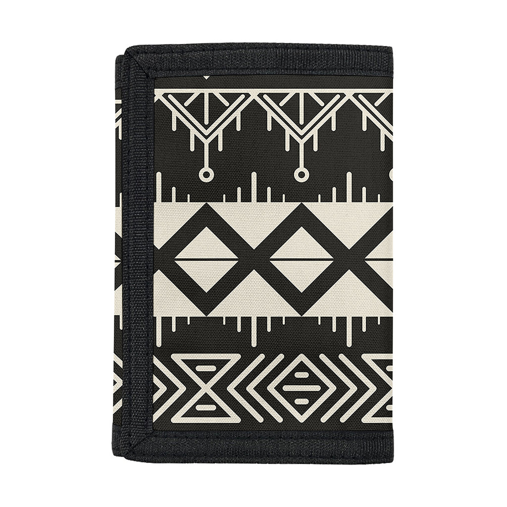 Black And Beige Aztec Pattern Print Trifold Wallet