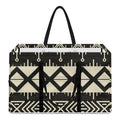 Black And Beige Aztec Pattern Print Utility Tote Bag