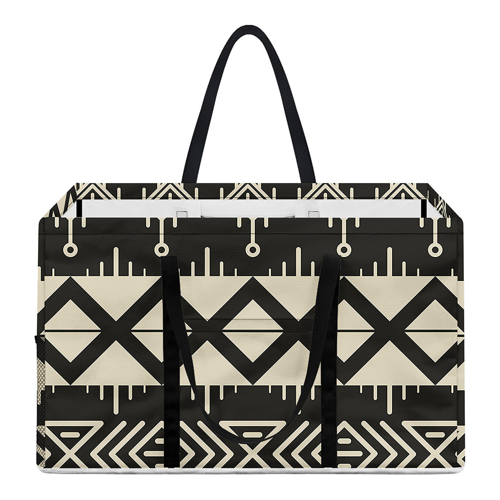 Black And Beige Aztec Pattern Print Utility Tote Bag