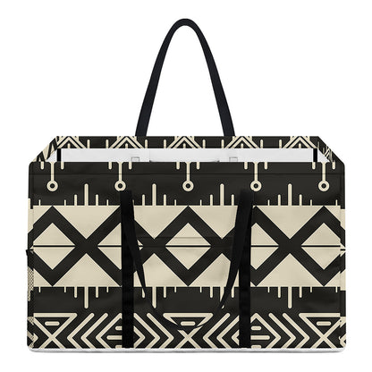 Black And Beige Aztec Pattern Print Utility Tote Bag