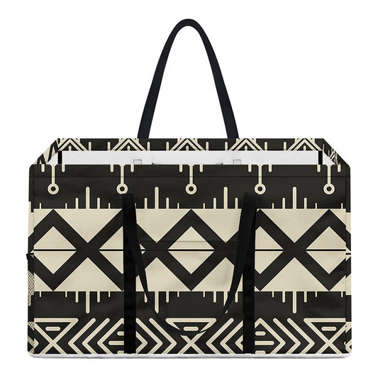 Black And Beige Aztec Pattern Print Utility Tote Bag