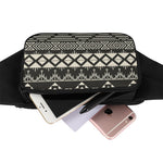 Black And Beige Aztec Pattern Print Waist Bag