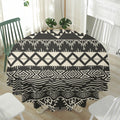 Black And Beige Aztec Pattern Print Waterproof Round Tablecloth