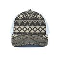 Black And Beige Aztec Pattern Print White Mesh Trucker Hat