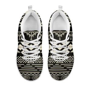 Black And Beige Aztec Pattern Print White Running Shoes