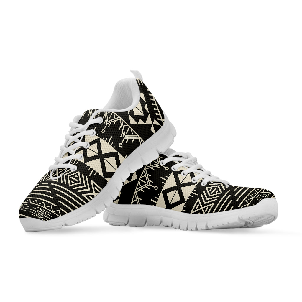 Black And Beige Aztec Pattern Print White Running Shoes