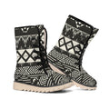 Black And Beige Aztec Pattern Print Winter Boots