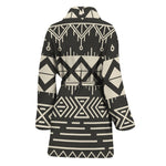 Black And Beige Aztec Pattern Print Women's Bathrobe