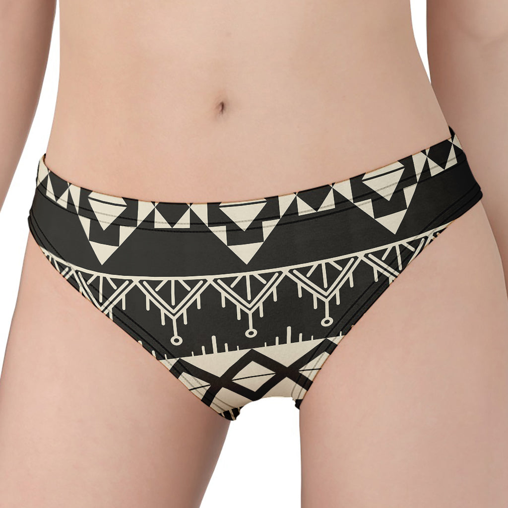 Black And Beige Aztec Pattern Print Women's Panties