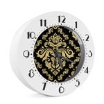 Black And Beige Damask Pattern Print Alarm Clock