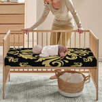 Black And Beige Damask Pattern Print Baby Crib Sheet