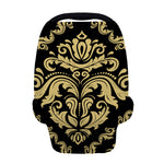 Black And Beige Damask Pattern Print Baby Seat Cover