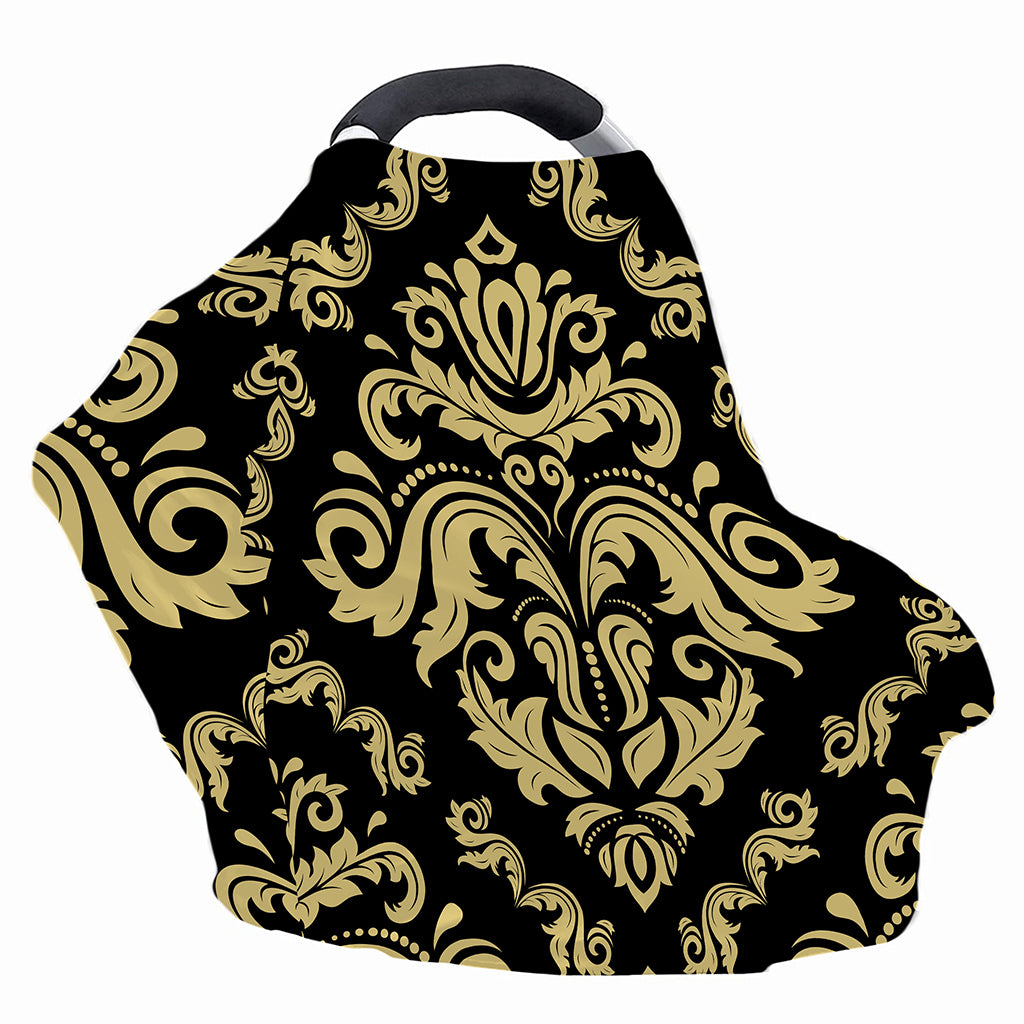 Black And Beige Damask Pattern Print Baby Seat Cover
