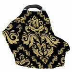 Black And Beige Damask Pattern Print Baby Seat Cover