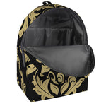 Black And Beige Damask Pattern Print Backpack