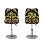 Black And Beige Damask Pattern Print Bar Stool Covers