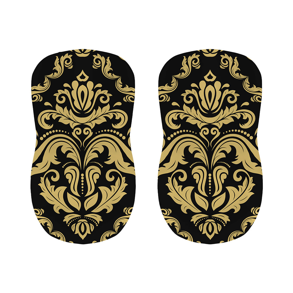 Black And Beige Damask Pattern Print Bar Stool Covers