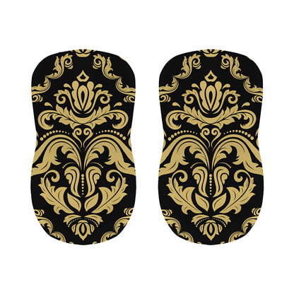 Black And Beige Damask Pattern Print Bar Stool Covers