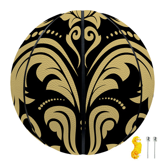 Black And Beige Damask Pattern Print Basketball