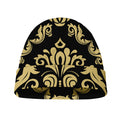 Black And Beige Damask Pattern Print Beanie