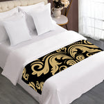 Black And Beige Damask Pattern Print Bed Runner