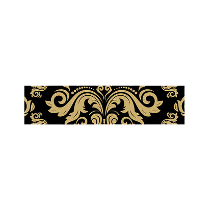 Black And Beige Damask Pattern Print Bed Runner