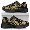 Black And Beige Damask Pattern Print Black Chunky Shoes
