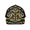 Black And Beige Damask Pattern Print Black Mesh Trucker Cap