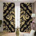 Black And Beige Damask Pattern Print Dimout Pencil Pleat Curtains