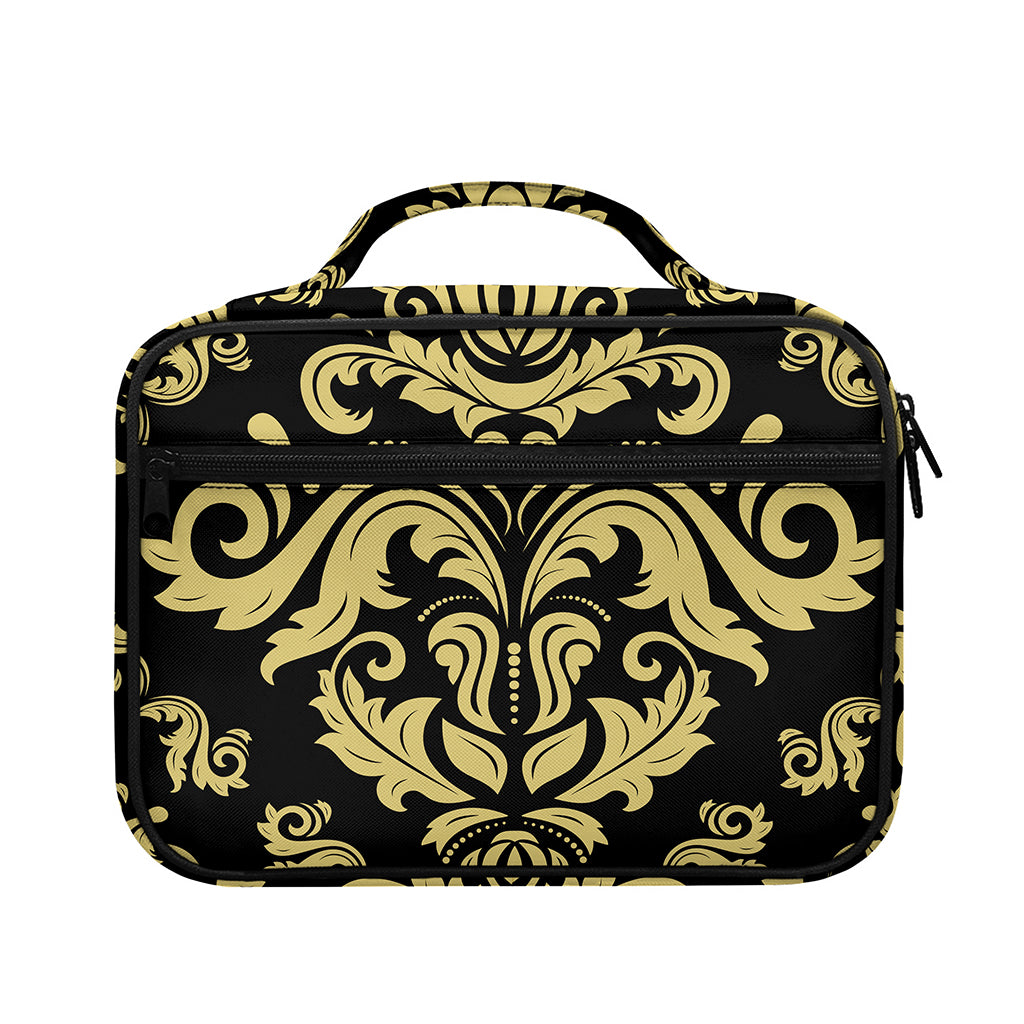 Black And Beige Damask Pattern Print Briefcase Bible Bag