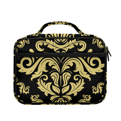 Black And Beige Damask Pattern Print Briefcase Bible Bag