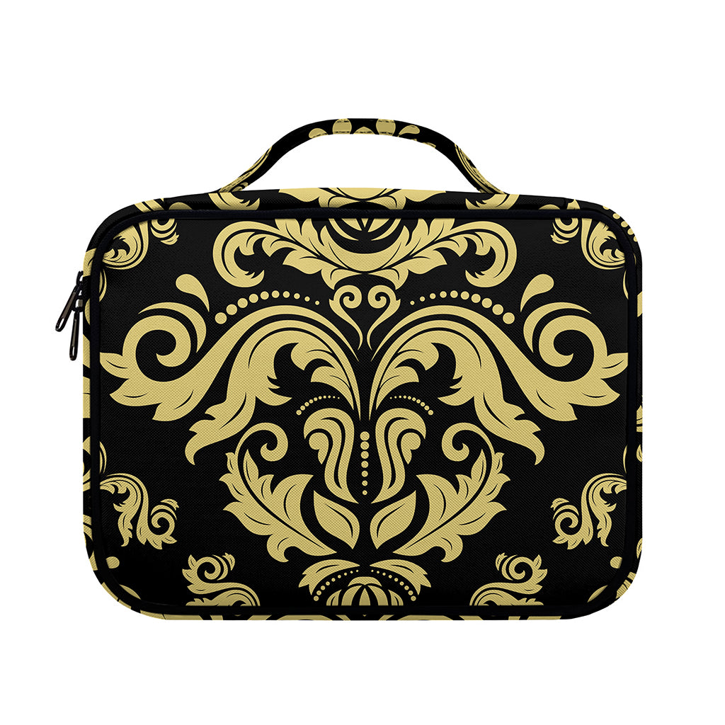 Black And Beige Damask Pattern Print Briefcase Bible Bag