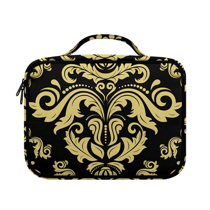 Black And Beige Damask Pattern Print Briefcase Bible Bag