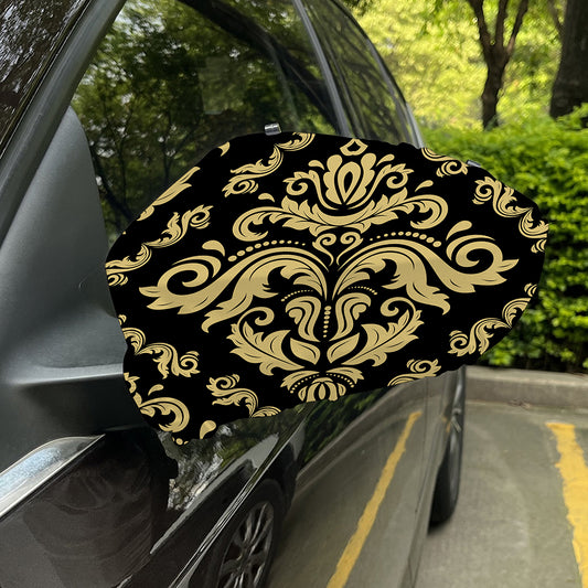 Black And Beige Damask Pattern Print Car Side Mirror Covers