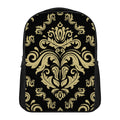 Black And Beige Damask Pattern Print Casual Backpack