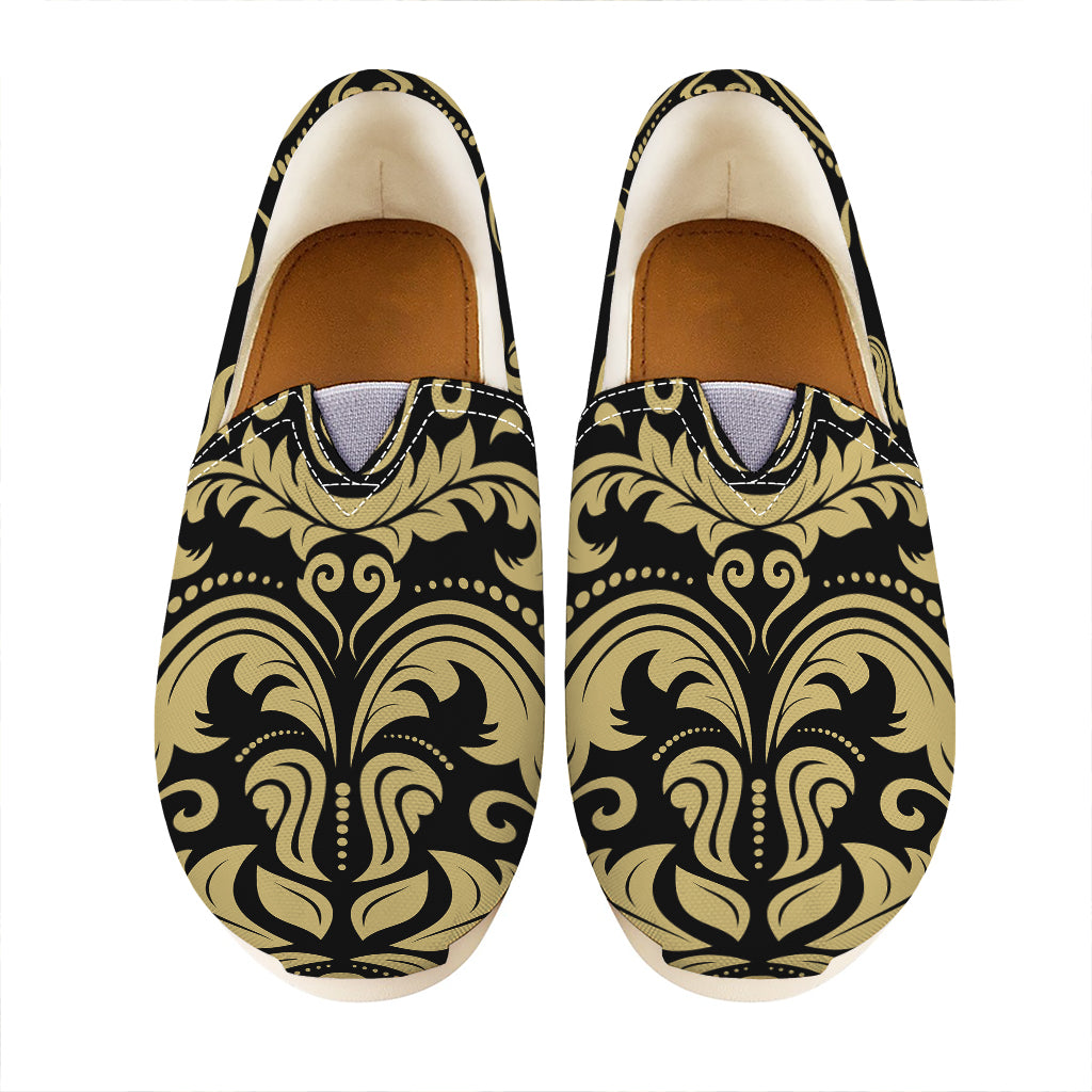 Black And Beige Damask Pattern Print Casual Shoes