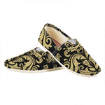 Black And Beige Damask Pattern Print Casual Shoes