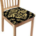 Black And Beige Damask Pattern Print Chair Cushion Cover