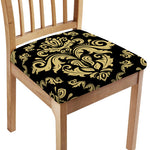 Black And Beige Damask Pattern Print Chair Cushion Cover