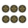 Black And Beige Damask Pattern Print Coaster Set