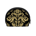 Black And Beige Damask Pattern Print Coin Purse