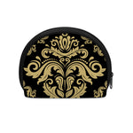 Black And Beige Damask Pattern Print Coin Purse