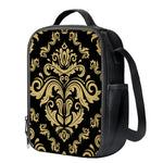 Black And Beige Damask Pattern Print Crossbody Lunch Bag