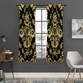 Black And Beige Damask Pattern Print Grommet Curtain Panels